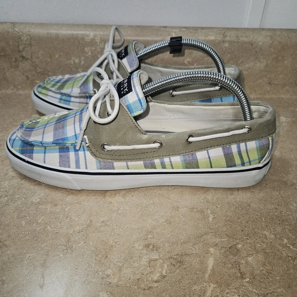 Sperry Top-Sider Boat Shoes Women‎ 10M Plaid Canvas blue East Coast Old Money